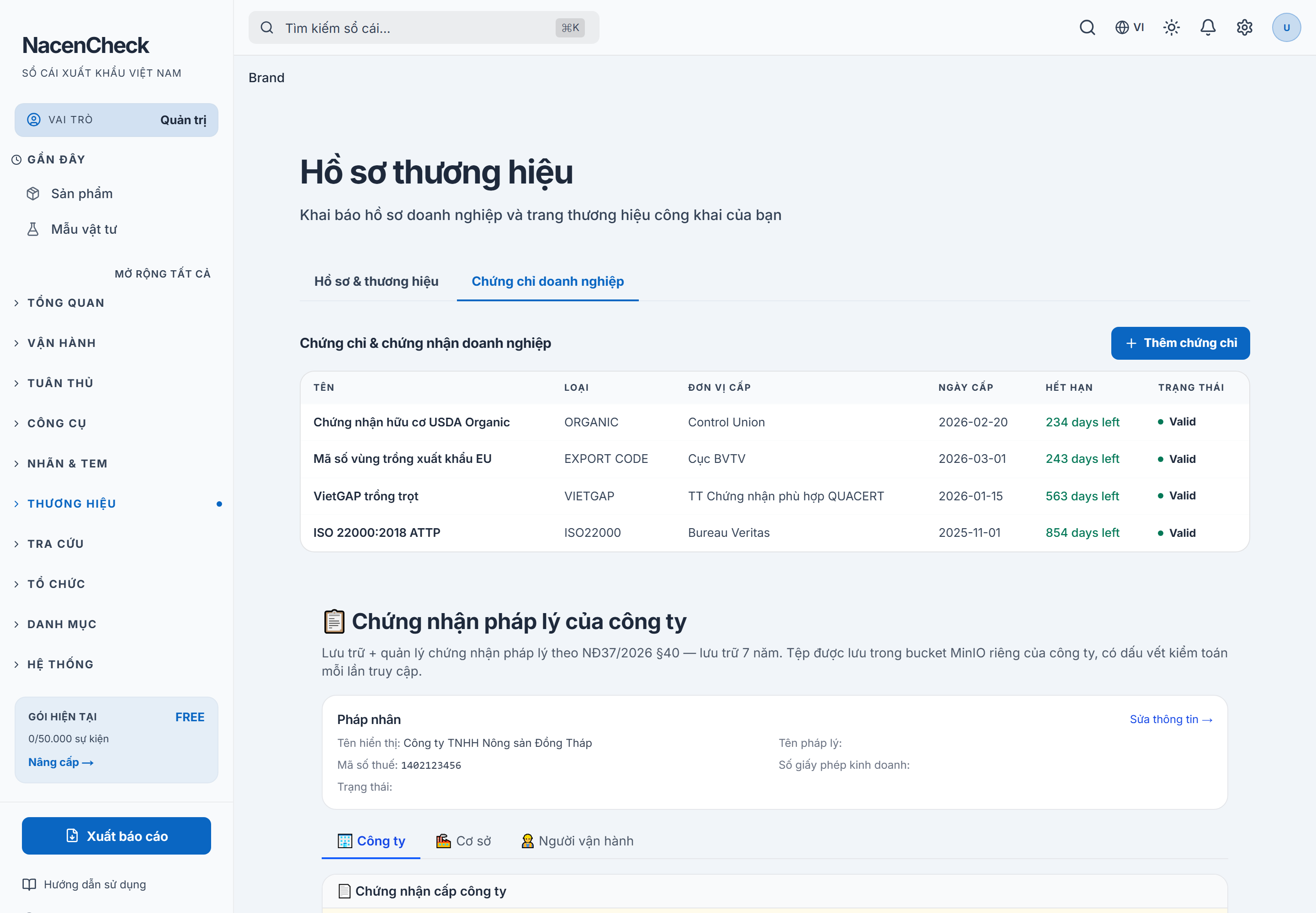 Chứng nhận cấp doanh nghiệp