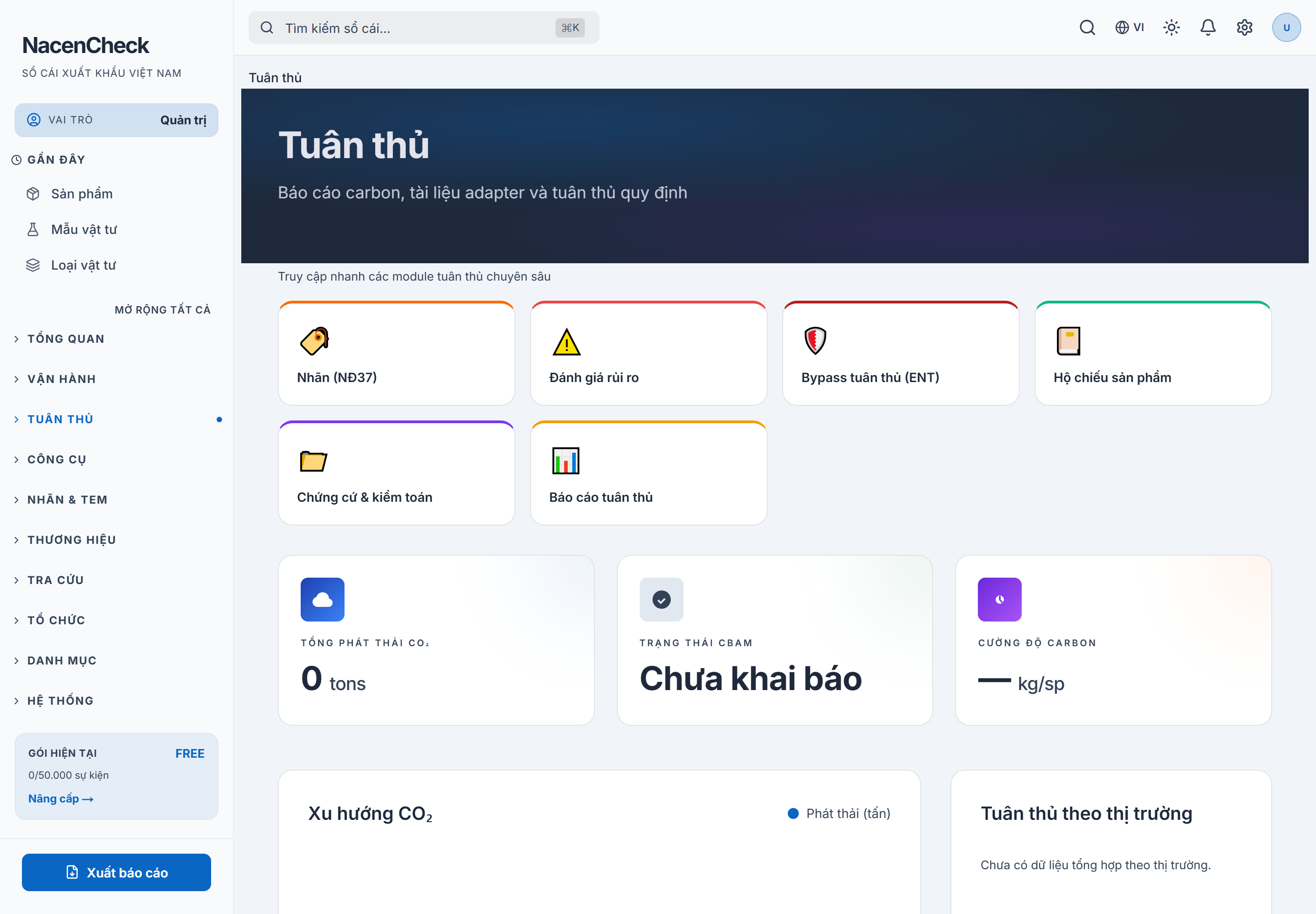 Trang tổng quan tuân thủ