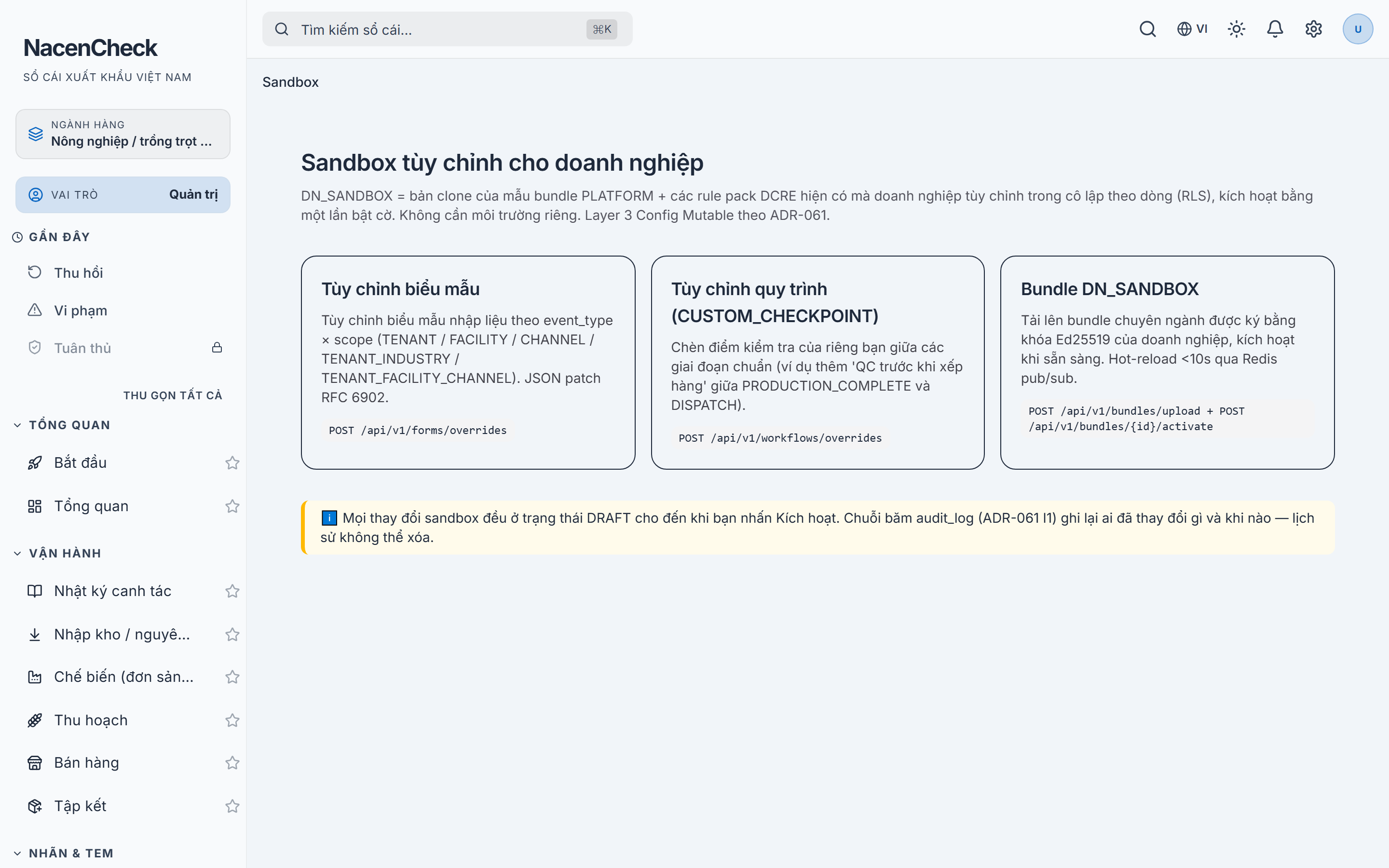 Khu vực Sandbox